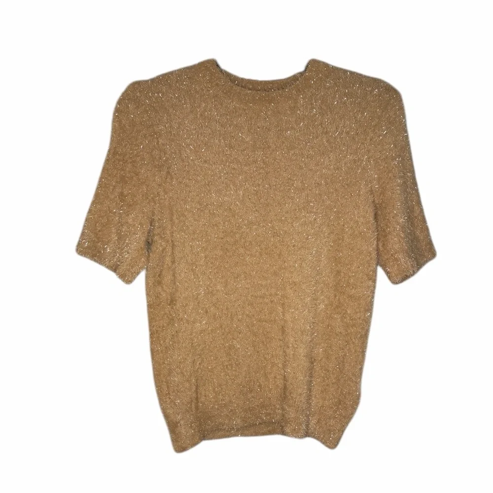 J Crew Factory Short Sleeve Tinsel Sweater in Camel Tinsel‎